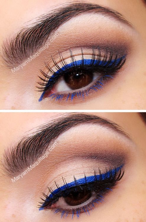 Blue eyeliner with blue lower lash mascara  maryammaquillage:  Bluesy Neutrals