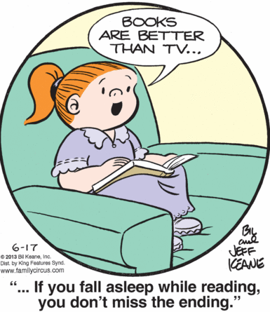 Books are better than TV … if you fall asleep while reading, you dont miss the