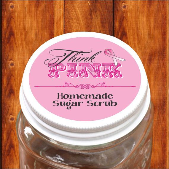 Breast Cancer Awareness labels for pink sugar scrub craft    * placed on top of
