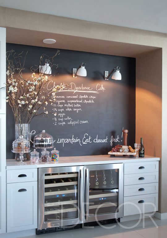 Chalkboard Paint Wall Kitchen Bar ~ this really makes me want to paint one of my