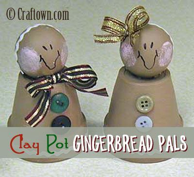 Clay Pot Gingerbread Pals | Christmas crafts #craftown #gingerbreadmen