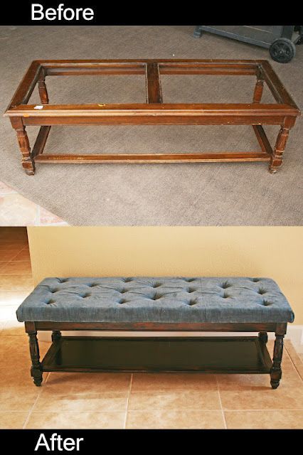 @Coy…for some reason this made me think of you. A table ottoman refurbish Furn