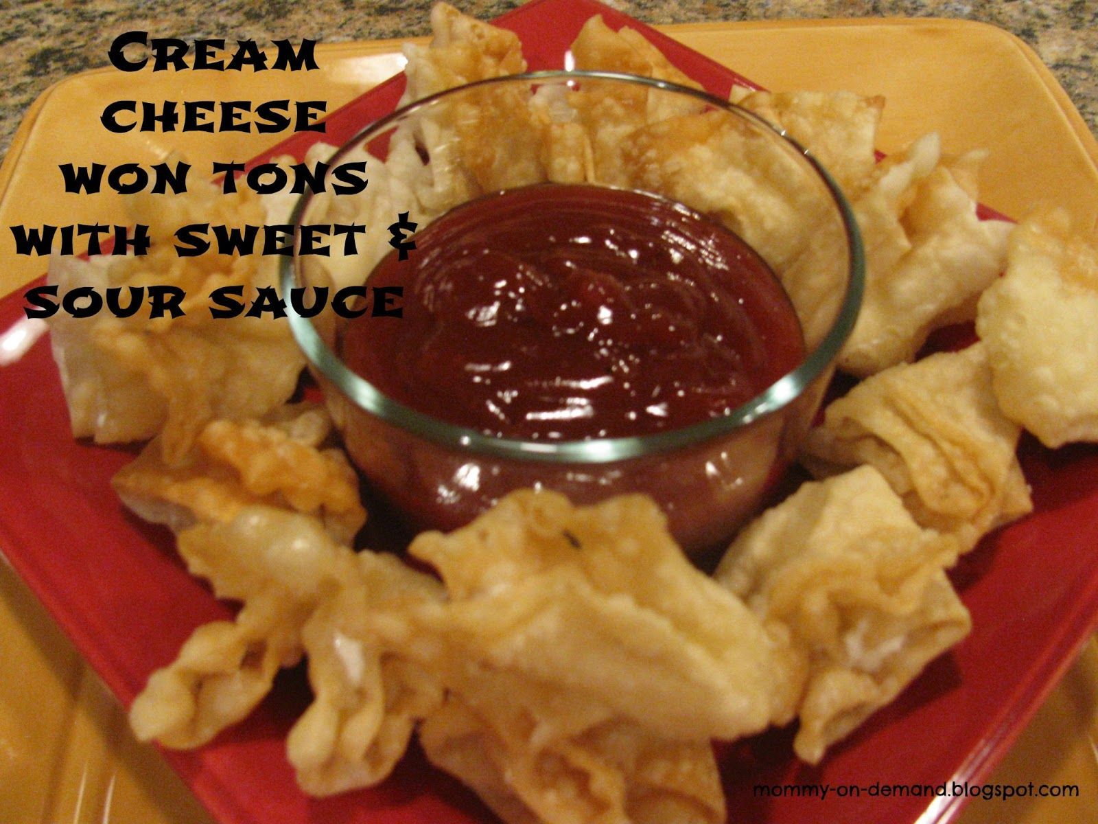 Cream Cheese Won tons recipe from MOMMY ON DEMAND