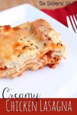 Creamy Chicken Lasagna from Six Sisters Stuff #lasagna #chicken #Italian #recipe