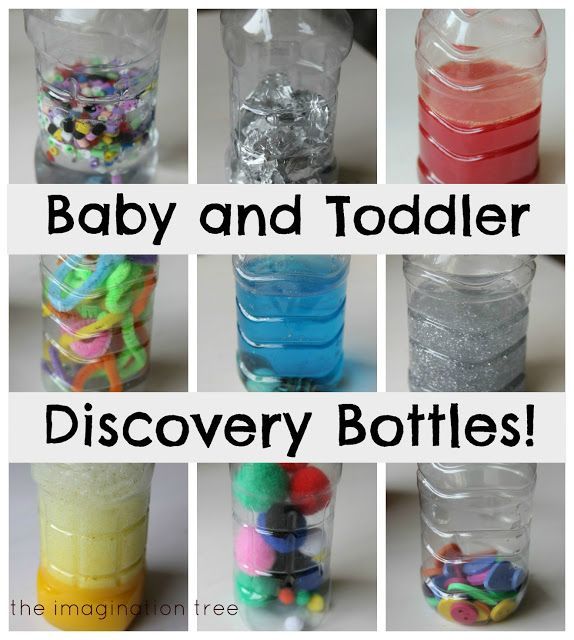 Create some fun, engaging discovery bottle toys for babies and toddlers by using