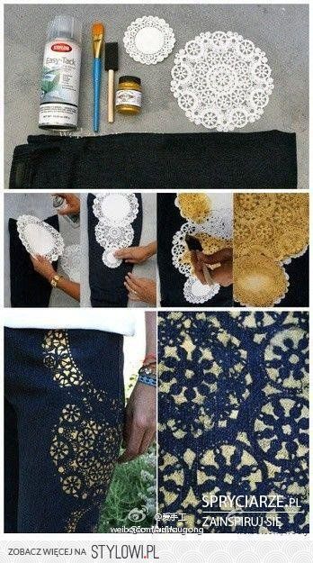 diy jeans and doilies