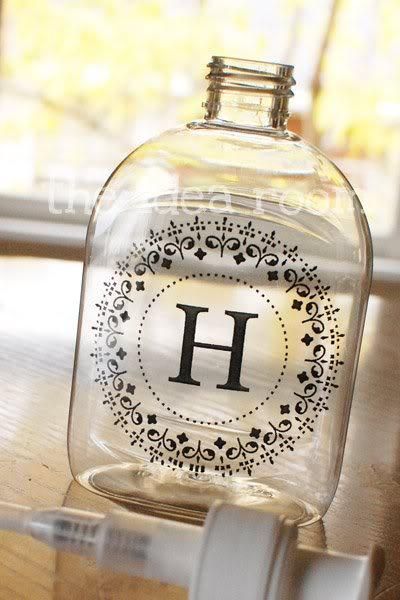 DIY Monogrammed Hand Soap Dispenser — Ive been looking for something to put my