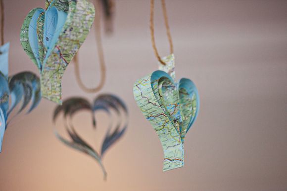 DIY Vintage map hearts, wedding decorations