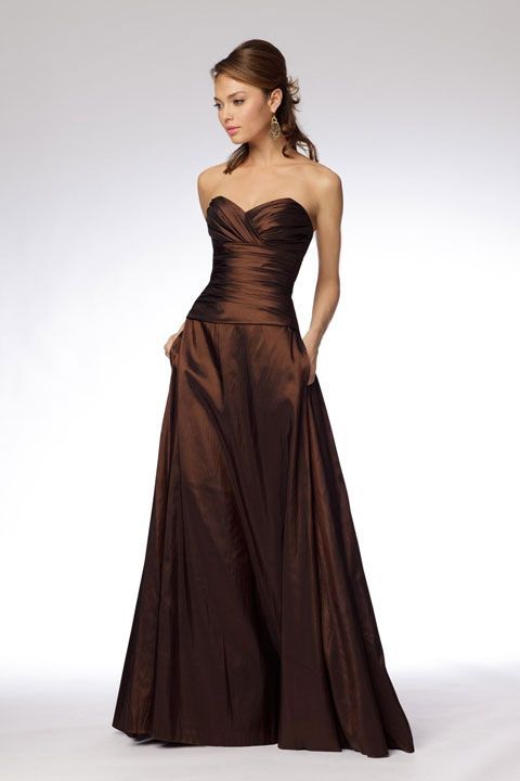 Fashionable A-line empire waist taffeta dress for bridesmaid