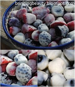 Frozen yogurt covered berries- healthy and delicious! Can do this with pretzels