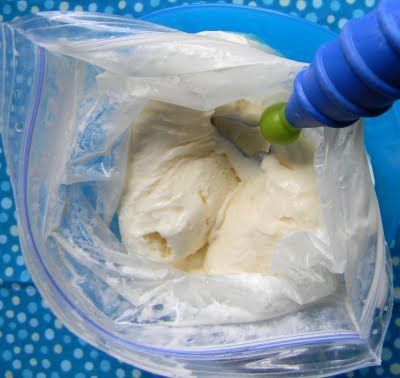 Homemade ice cream in a bag in 10 min. I remember making this at the childrens m