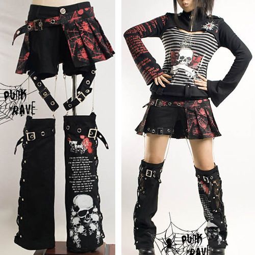 I AM IN LOVE WITH THIS! 3 Piece Punk Rave Emo Scene Fashion Clothing Shorts  Leg