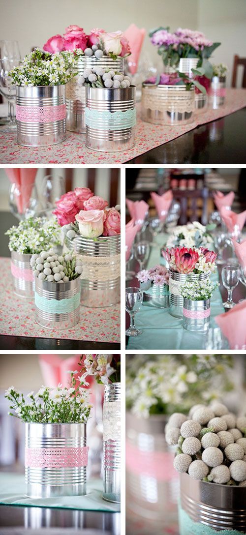 I will recycle everything! Love the silver tins with fresh flowers in…mixed wi