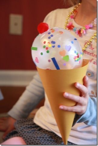 Ice cream party game: Catch the ice cream balloon in the cone- great simple, qui
