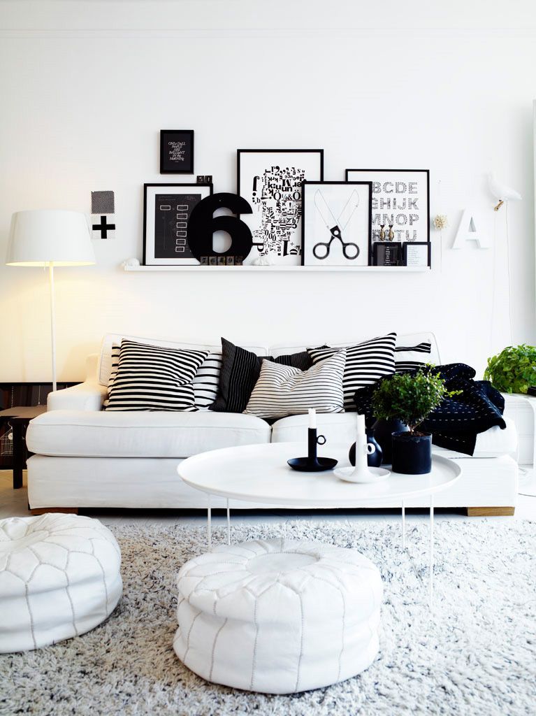 Ikea Ribba picture ledge… Think Id like to do this in living room, make it eas