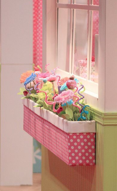 indoor flower box for a girls room. too cute