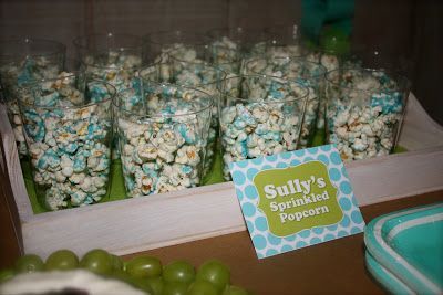 monsters inc party ideas :: sullys sprinkled popcorn ♥{sullys sprinkled popcor