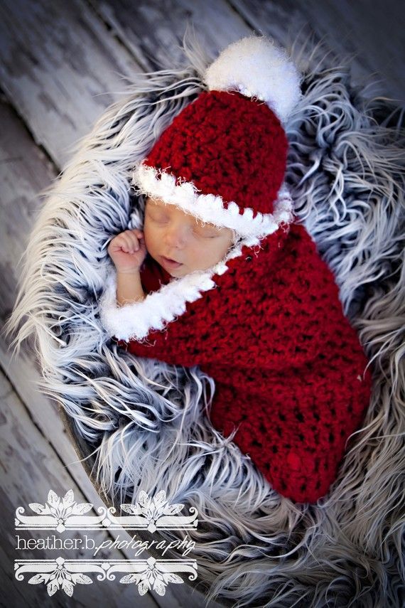 Newborn Santa Cocoon Photo prop