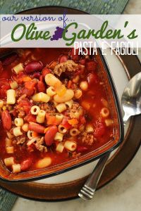~Olive Garden’s Pasta E Fagioli Soup~ 2 lbs. ground beef; 1 onion; 3 carrots;