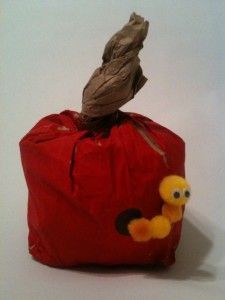 Paper Bag Wormy Apple Craft