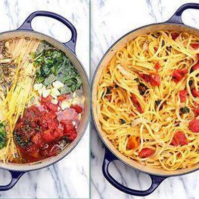 Pasta, Tomatoes, Veggie Broth, Olive Oil, and Seasoning — EASY ONE POT PASTA DI