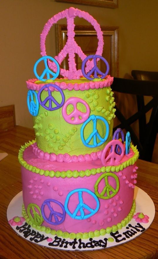 Peace Sign Birthday Cake