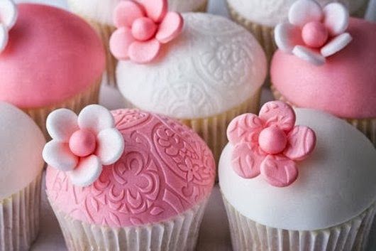pink white baby shower cupcakes
