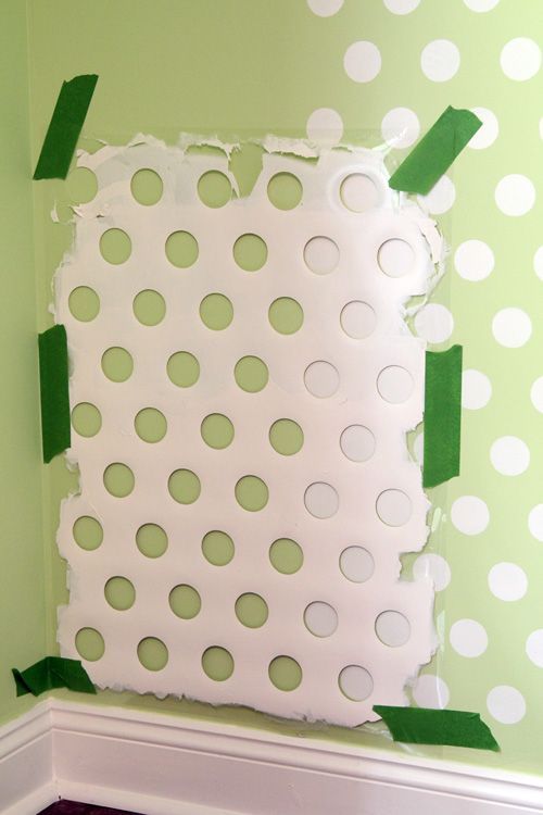 polka dot walls! from an old laundry basket
