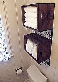 Primitive Country Decorating Ideas | Create wall storage with crates DIY