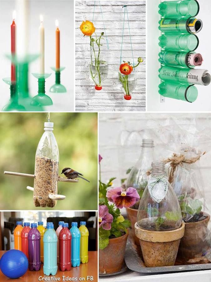 recycled water bottles-I like the idea of using them to make a mini green house