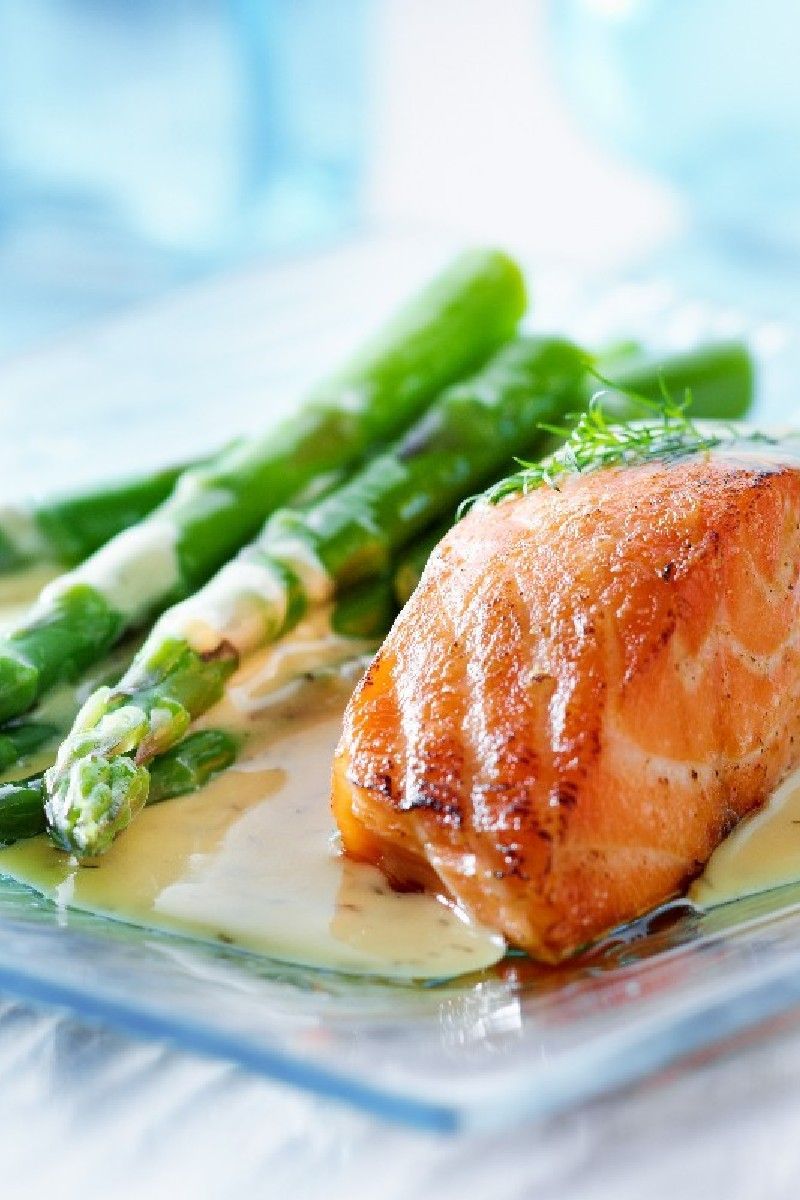 Roasted Salmon and Asparagus with Balsamic-Butter Sauce