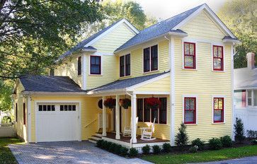 Small House Design Ideas – yellow, yellow, yellow… with red trim!