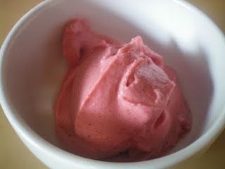 Strawberry ice cream – blend frozen strawberries, coconut milk, vanilla, and ban