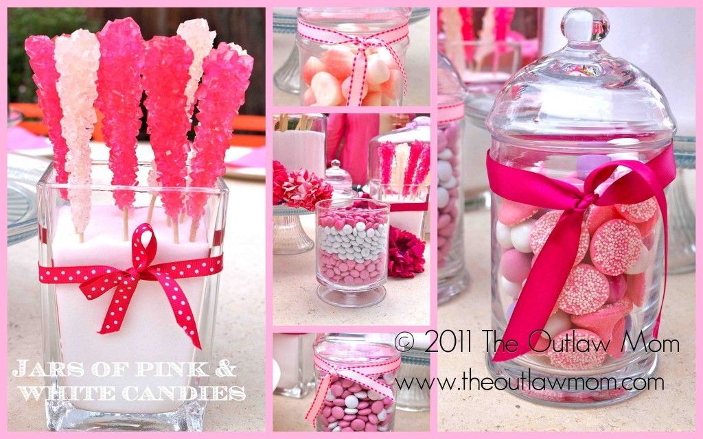 sugar and spice baby shower- love rock candy + pink m ms. this would be good for