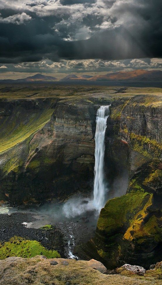 The Haifoss Waterfall in Iceland