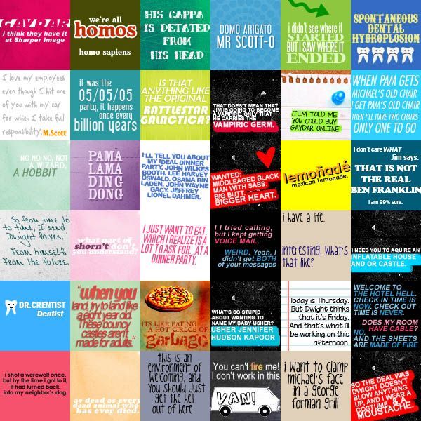 The Office quotes collage, part 2 I want some of these made into a t-shirt :)