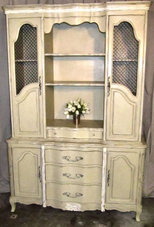 Vintage French Country Hutch / Dresser / Bookcase / China Cabinet; Refinished in
