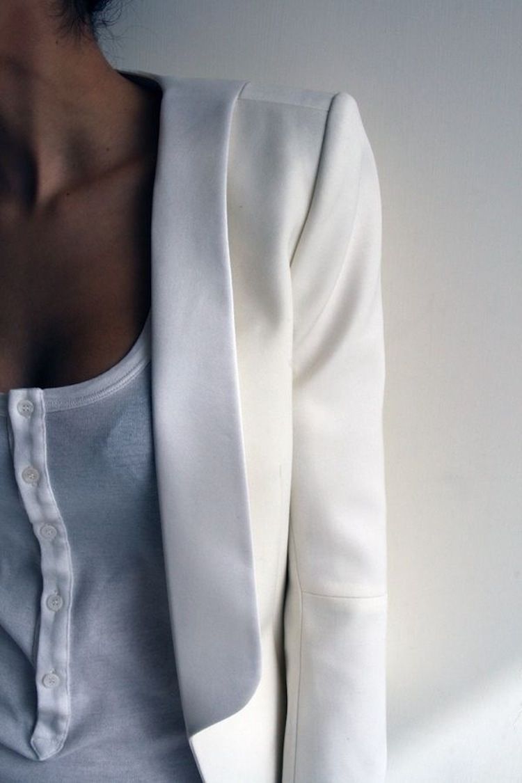 white blazer and top