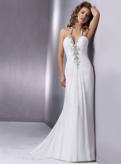 A-line Chiffon Sleeveless bridal gown