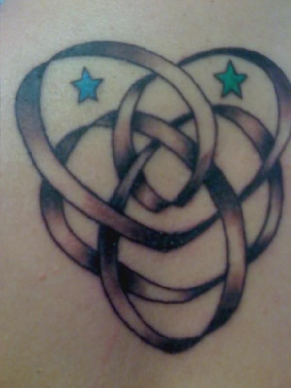 Celtic motherhood tattoo w/ stars for the Childrens birthstone colors. *Celtic M