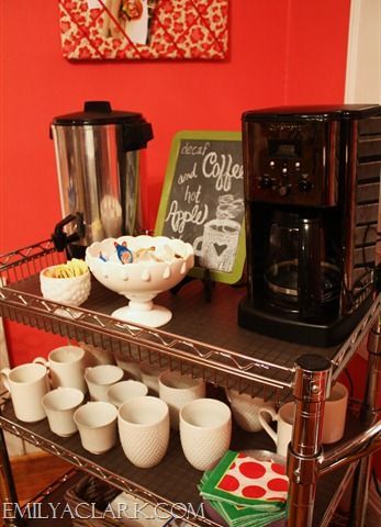 Coffee/tea station… smart way for people to help themselves