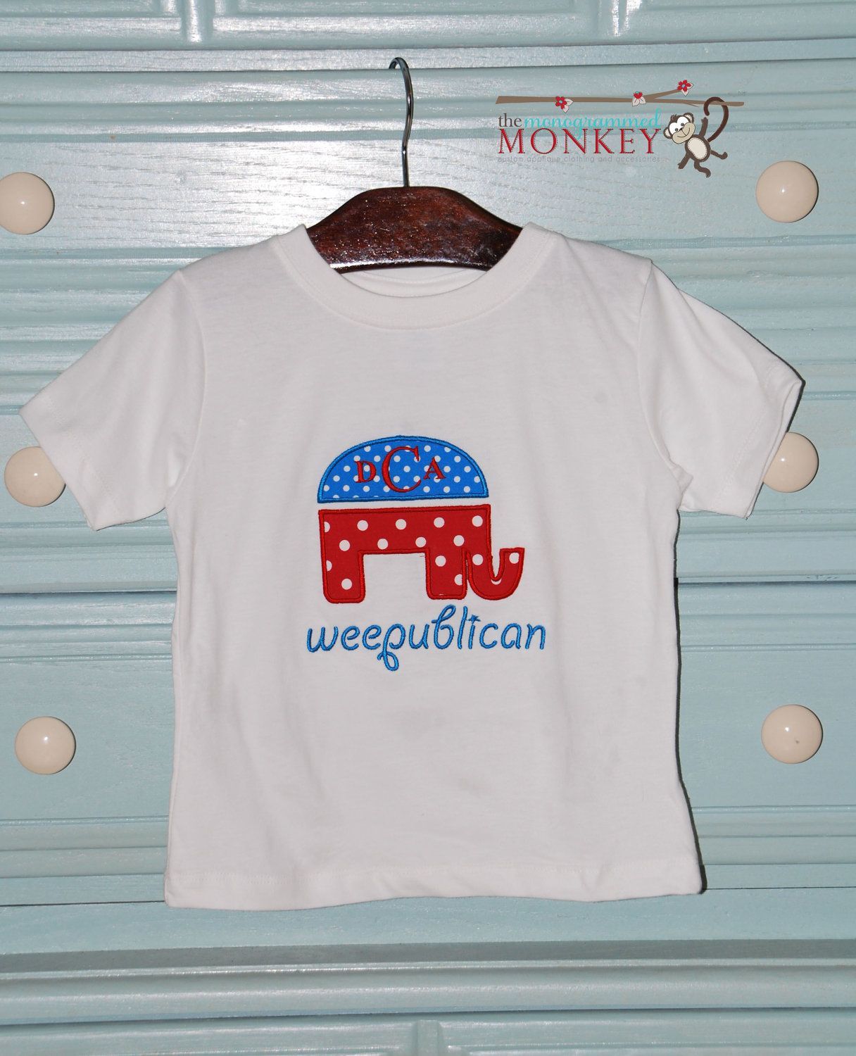 Custom Boutique Personalized Monogrammed Appliqued Embroidered Republican Elepha