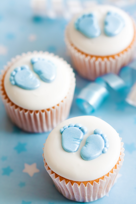 Cute Baby Blue Foot Print Baby Shower Cupcakes #food #cupcakes