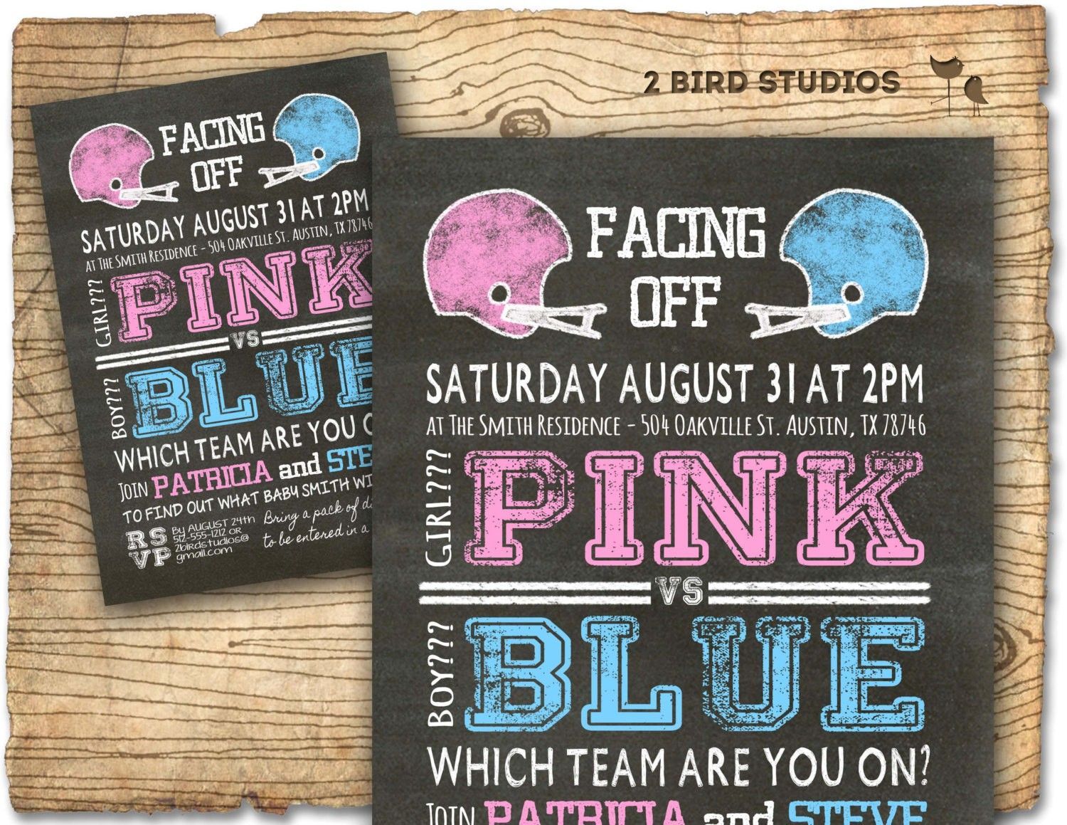 Football Themed Gender Reveal Party Invitations