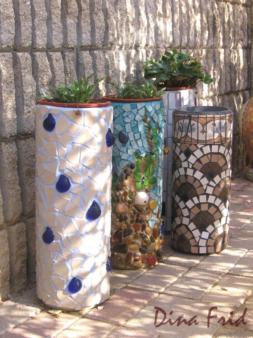 made from plastic PVC tubes and mosiac tiles …..