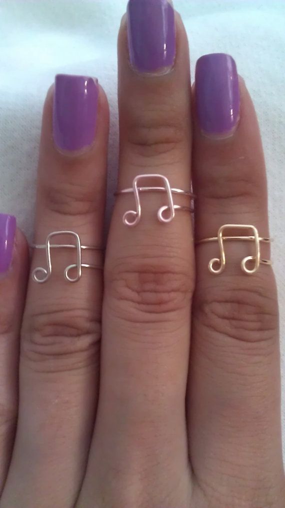 Music Note Knucle Ring by CreativeWireJewelry on Etsy