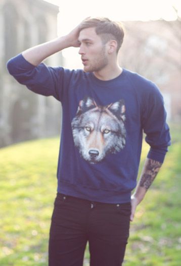 one man wolf pack #streetstyle for him #inkboy #tattoos #hipster #hoodie