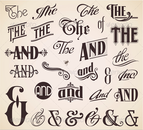 Ornate Hand Letters Thes and Ands