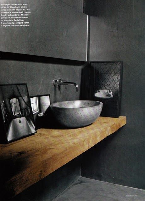 studio bathroom (wood and grey)