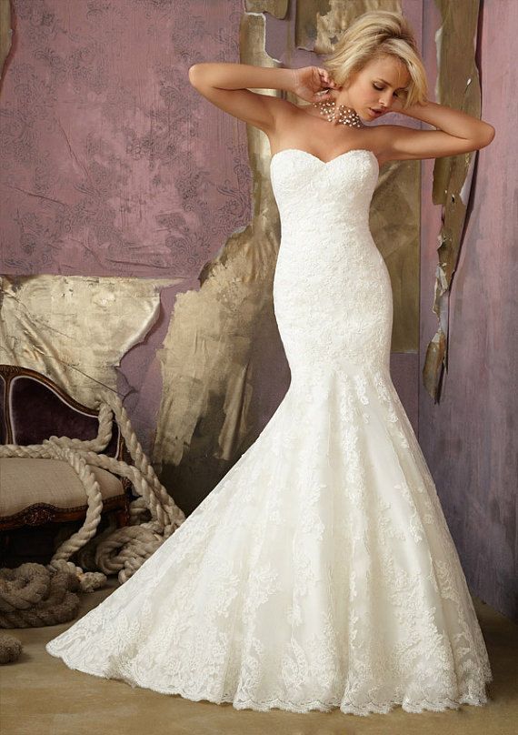Sweetheart Lace Wedding Dress Mermaid Wedding Dress by Whitesrose